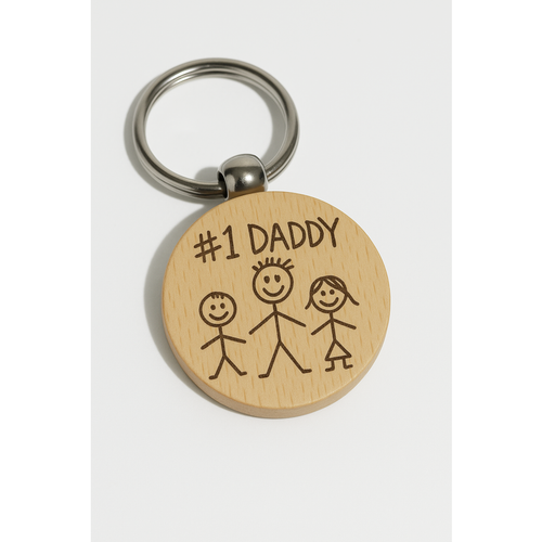 Bamboo Wood Circular Key Chain